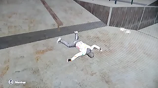 BDSM maniac hits his concede balls in a dark garage&period;